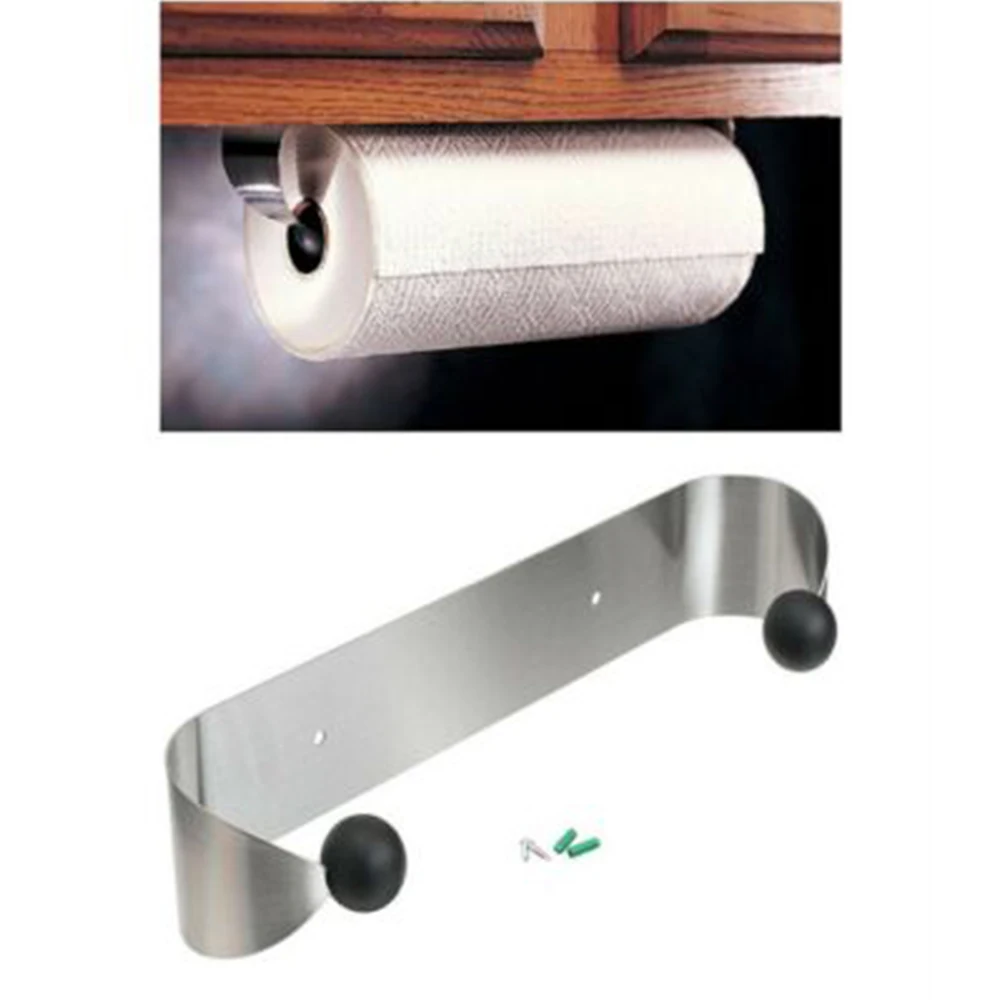 

Stainless Steel Roll Paper Holder Rack Hanging Under Cabinet Kitchen Tissue Paper Towel Holder Wall Mount Storage Rack Bathroom