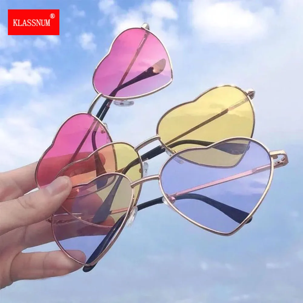 Womens Fashion Heart Shape Sunglasses Party Glasses Reflective Mirror Lens Metal Frame Luxury Brand Designer Sunglasses 2022 New blue blocker sunglasses