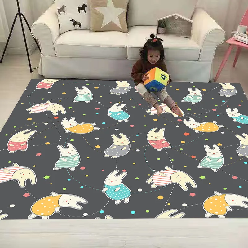 

Funny Rabbit Rug Soft Flannel 3D Printed Rugs Parlor Mat Area Rugs Anti-slip Large Carpet Rug Living Room Decor 04