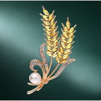 winter new style diamond encrusted wheat ear brooch fashionable high end temperament pearl brooch safety silk scarf buckle pin