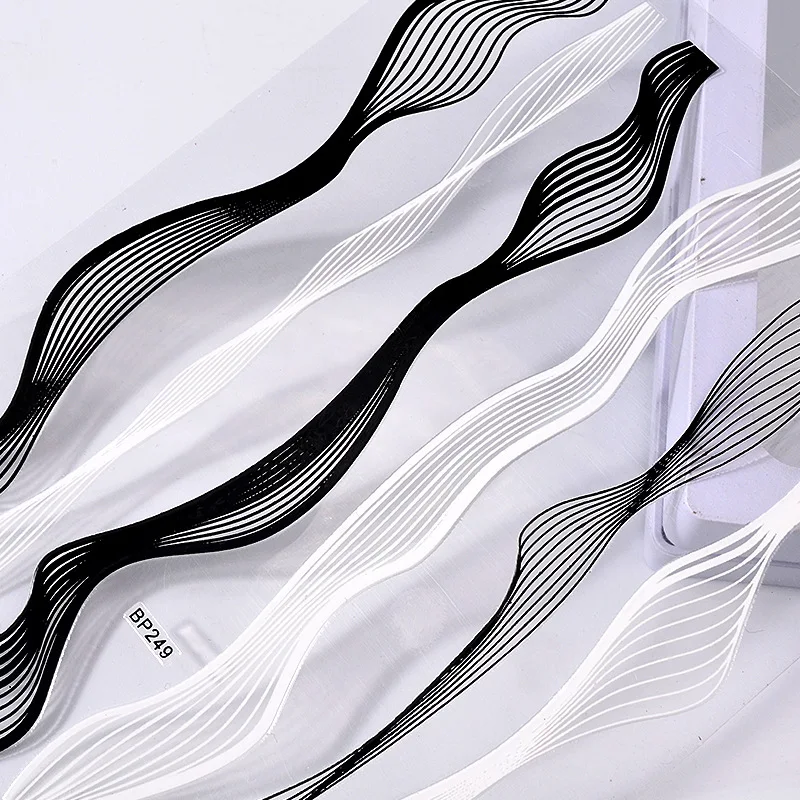 

1pc Nail Art Self-adhesive Sticker Metal Straight Stripe Wave Line Tape Transfer Nail Foils 3D DIY Decal Decorations