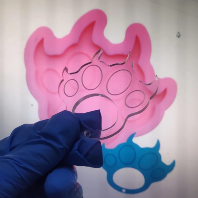 

DIY Crafts Tool Defence Keychain Epoxy Resin Mold Pendant Casting Silicone Mould Q0KE