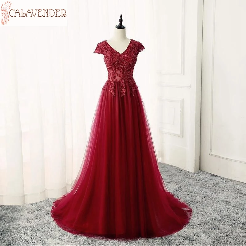 

Элегантное кружевное платье-трапеция с V-образным вырезом для свадебной вечеринки с коротким рукавом Vestidos De Dama De Honor