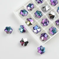 14mm snowflake shape pandant 2020 new purple color one hole glass crystal stones snow flower hole strass for flip flop earring