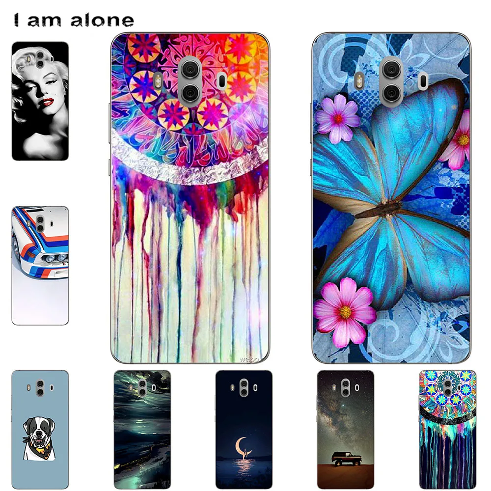 

I am alone Phone Case For Huawei Ascend Mate 10 10 Lite 10 Pro Bags Fashion Color Cute Cartoon Printed Paint Mobile