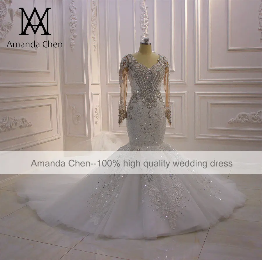 Свадебное Платье Amanda Design модное кружевное платье с длинным рукавом и v образным