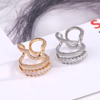 hot style fashion women knuckle finger ring double layer zircon open ring smart charm girls jewelry gift accesories