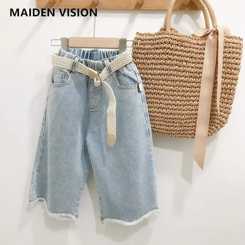 

2022 spring summer Kids girls Jeans Loose Clothes fashion Denim Pants Children Baby girl Casual Long Trousers+belt1 2 3 4 5 6yrs