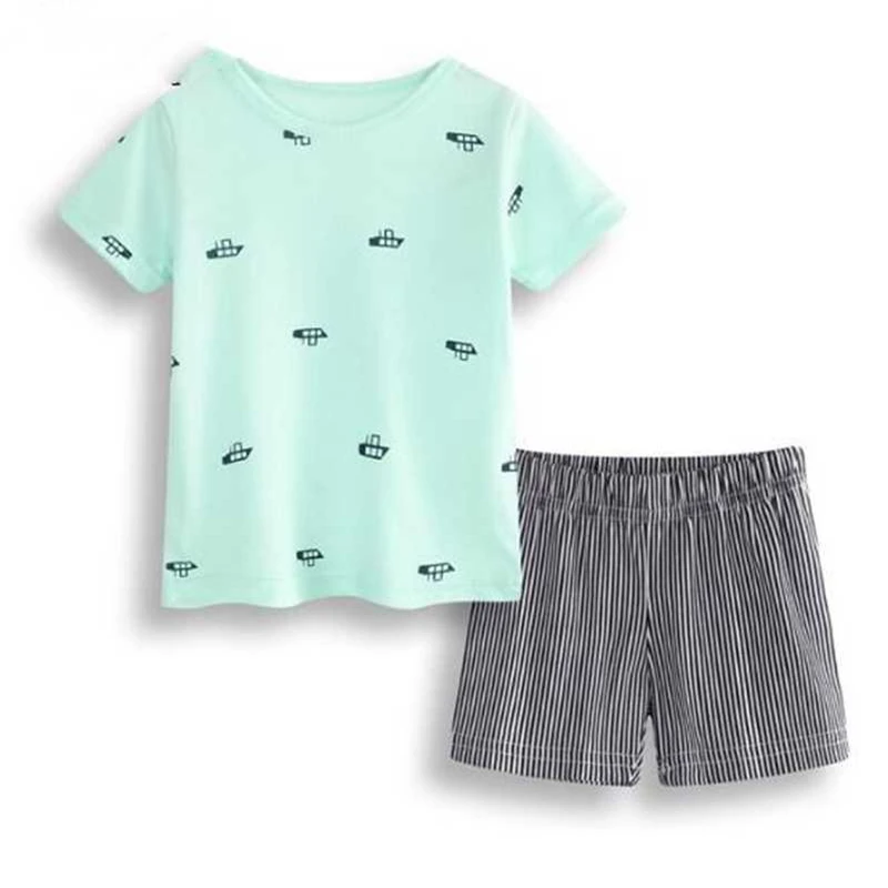 Boat Baby Clothing Suit 100% Cotton Boys Clothes 2-Pieces Sets Summer T-Shirt Stripes Pant Top Quality Children Outfit Soft 0-2Y |