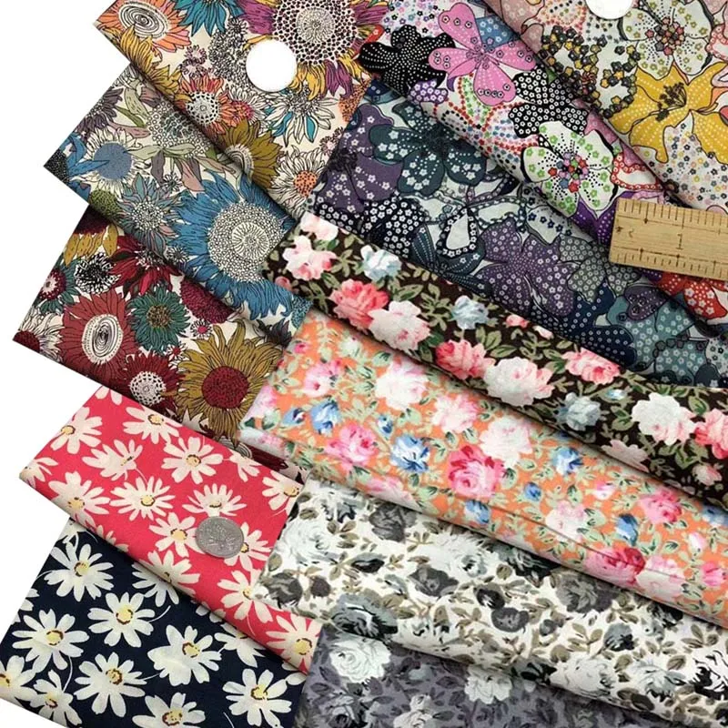 

100% Combed Cotton Poplin Fabric Retro Flower Floral Paisley Rose Daisy for Handmade Patchwork Autumn Dress Shirt Blouse Quilt