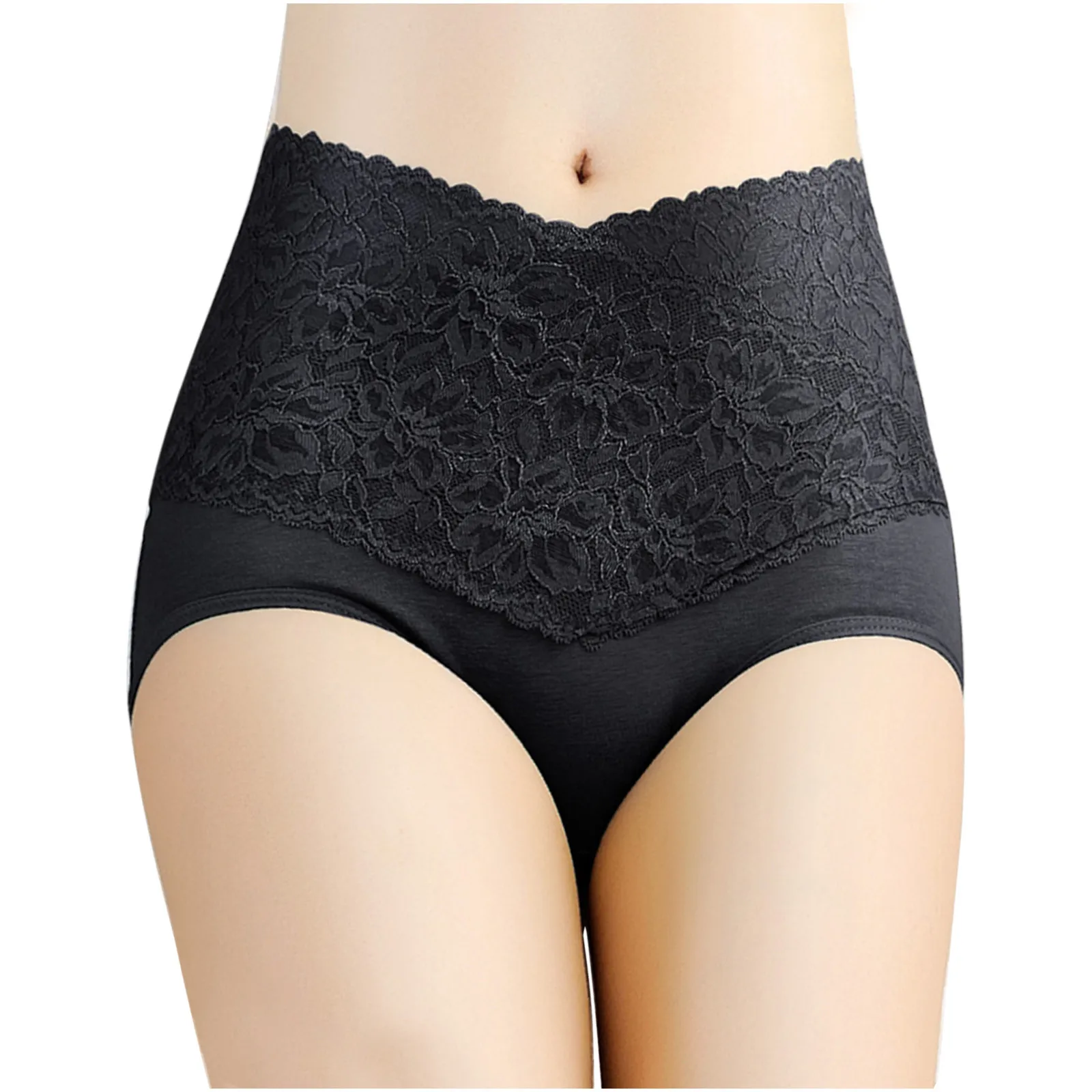 

Cotton Seamless Sexy Lingerie High-waist Lace Women's Underwear Panties Comfortable Tummy Briefs Black Bragas Трусы Женские