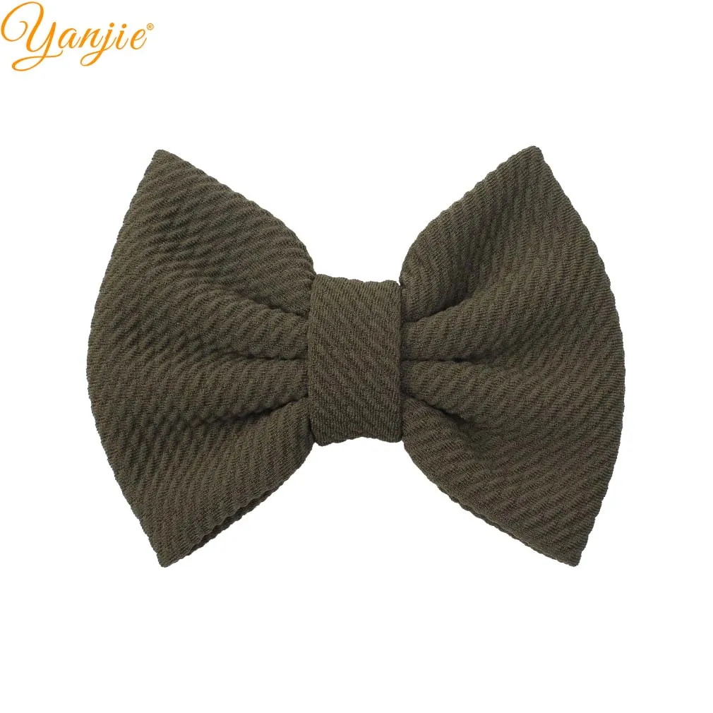 olive green 10 шт./лот, 5 дюймов, однотонные бантики для волос для девочек, зимние вафельные заколки для волос, Женская повязка на голову, заколки, аксессуары для волос, женские головные уборы - Цвет: olive green