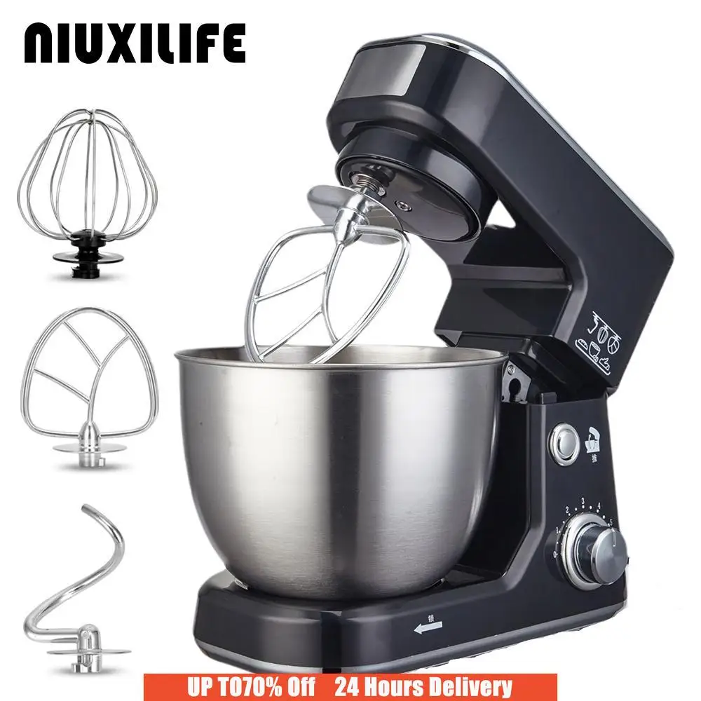 NIUXILIFE 5L Stand Mixer Blender Stainless Steel Chef Machine Dough Mixers Food Egg Cream Salad Beater Cake Mixers