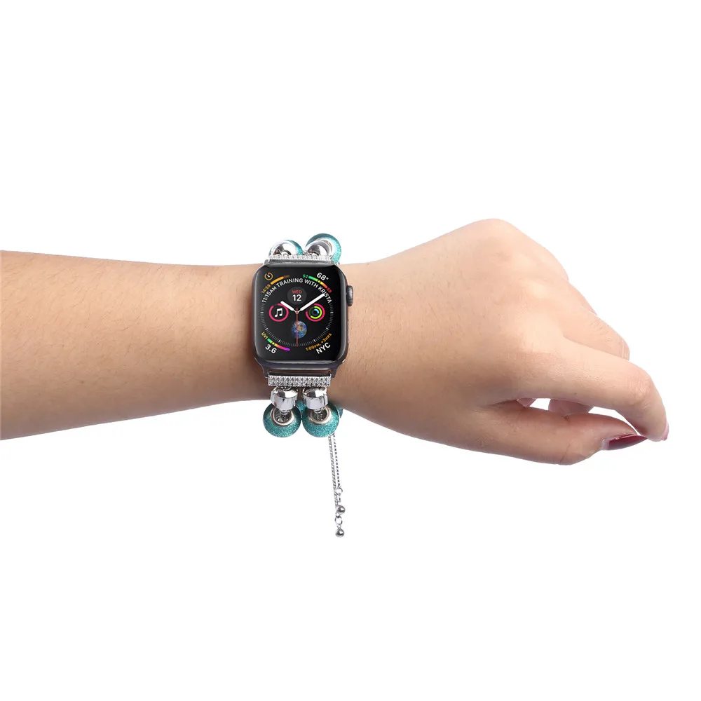 

New Design Women Girl Pendant Bracelet for Apple Watch SE Band Series 6 5 4 3 Jewelry Beads Strap for iWatch 40/44/38/42mm Belt