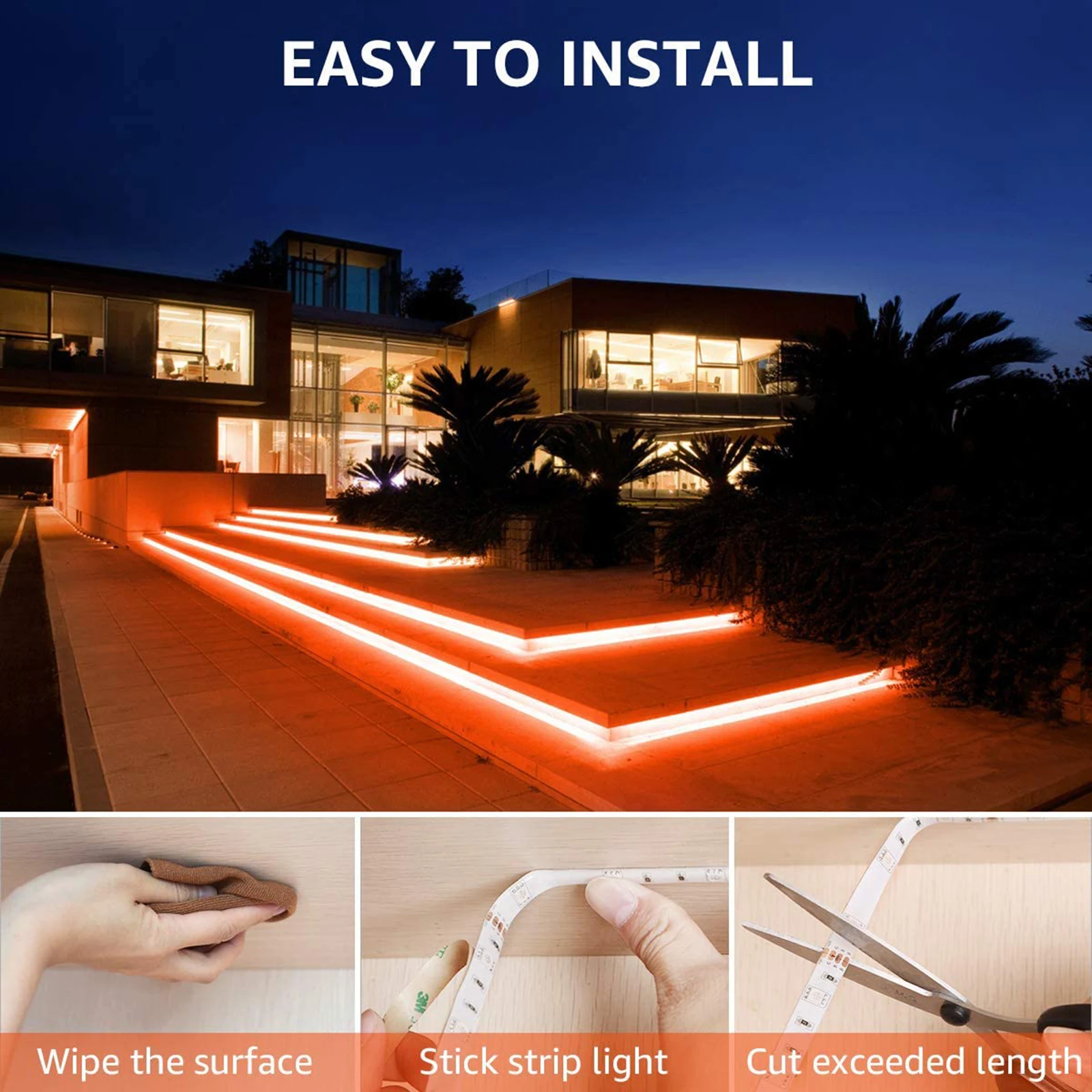 

In Stock!5050RGB 10MM Lighting String Lights Lamps Color-changing 24V 20 M Bluetooth ETL Certified Power Supply LED Strip Kit