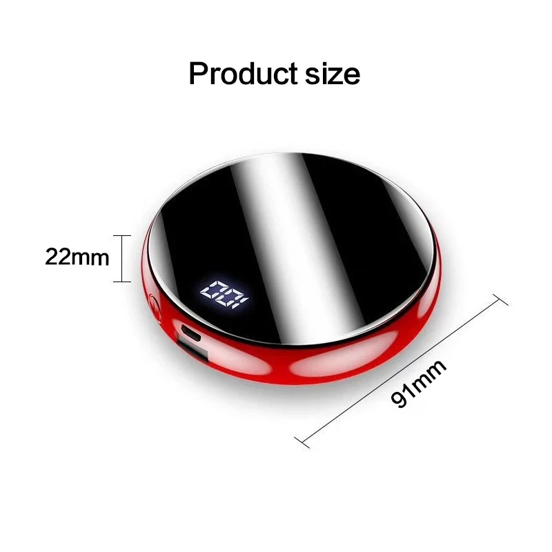 

New Real 10000mAh Mini Round Screen Mirror External Battery Mobile Phone Charger Digital Display Mobile Power Digital LED
