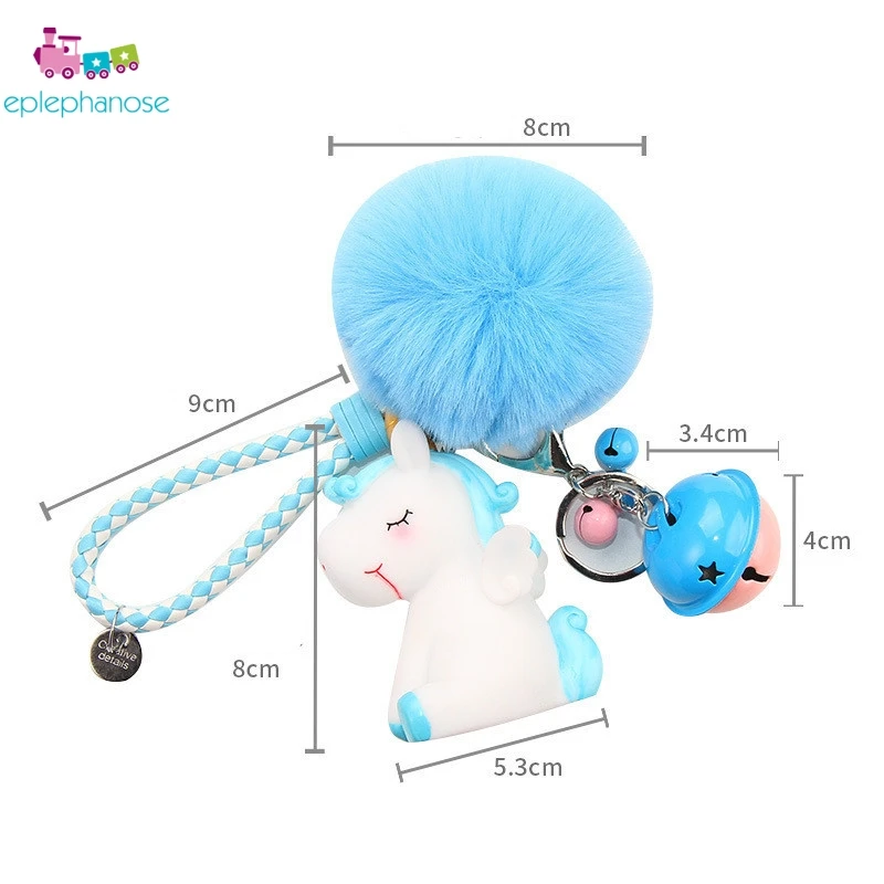 Пушистый шар помпон милый силиконовый единорог игрушки брелок для девочек сумка