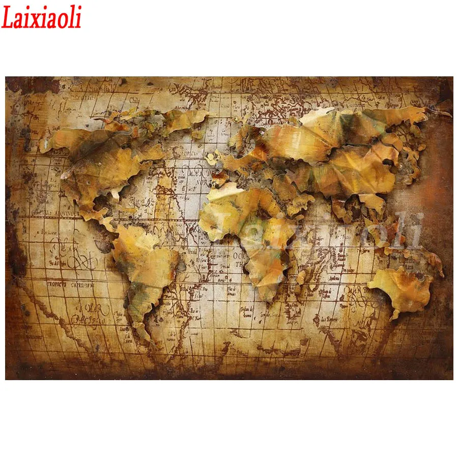 5D алмазная живопись сделай сам мозаика винтажная карта постер вышивка крестиком