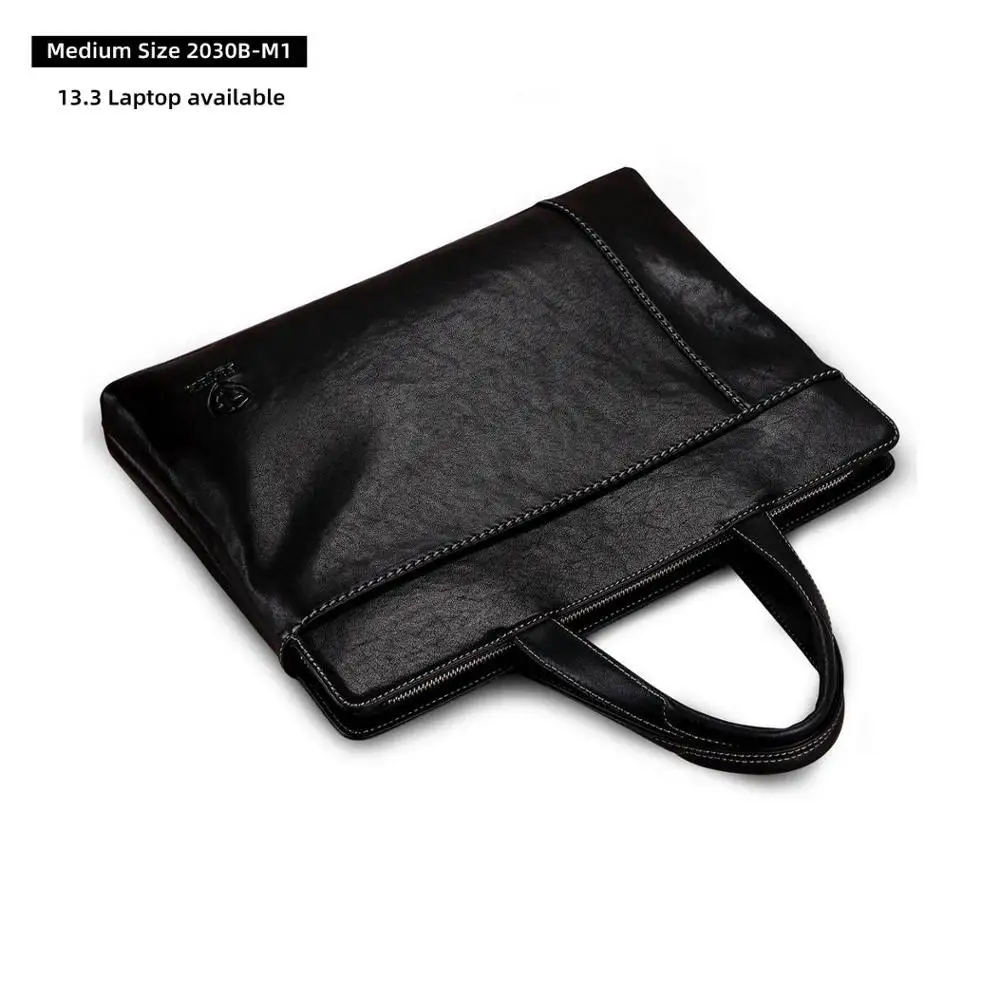No Shoulder Medium Мужская сумка, сумка из натуральной кожи, портфель для ноутбука s, тонкая сумка для компьютера на молнии, деловые сумки, сумка для планшета, портфель, чехол - Цвет: No Shoulder Medium
