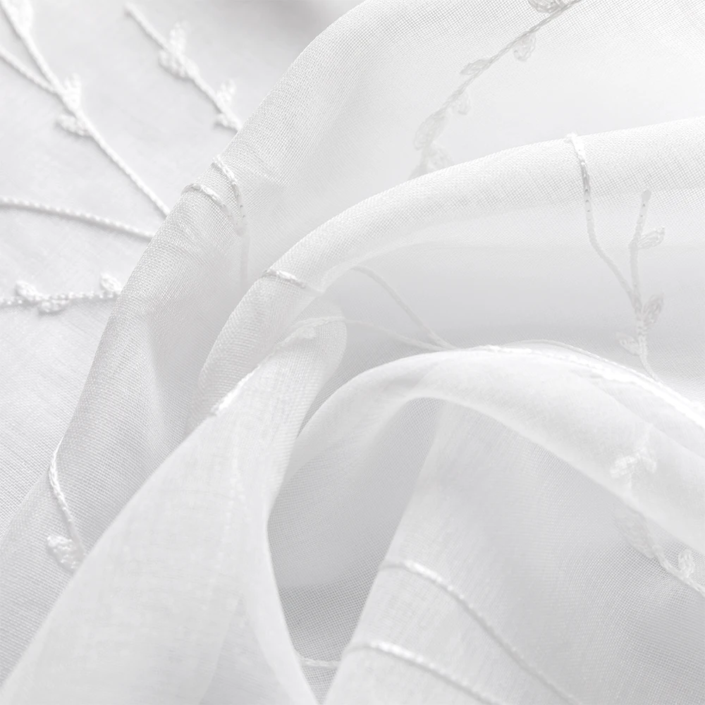 Шторы LISM с вышивкой листьев прозрачные тюлевые занавески из вуали для гостиной