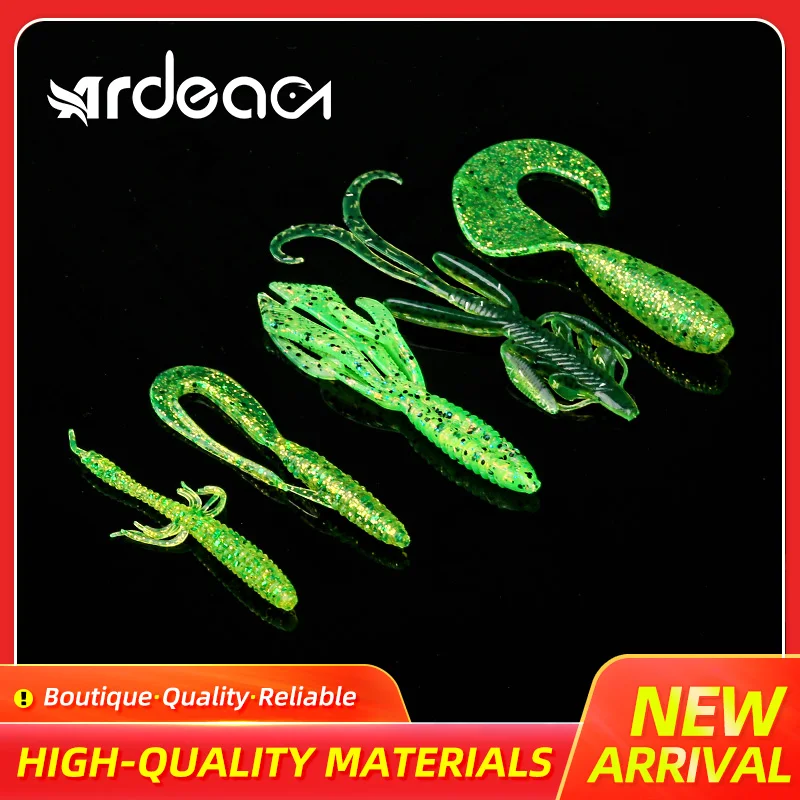 

Ardea Green Soft Lure Set 32pcs Worm Silicone Craw Curly Long Tail Spiral Fishing Bait Bass Pike Trout Leurre Souple Pesca