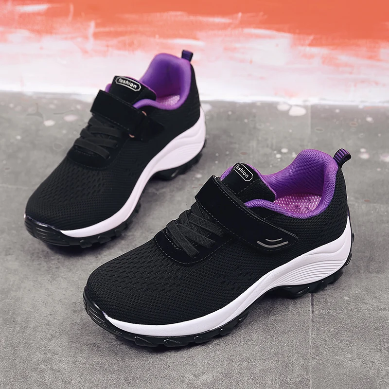 Women Running Shoes Height Increase Platform Sneakers Lace Up Anti-slip Light Fitness Shoes Comfort Gym Shoes