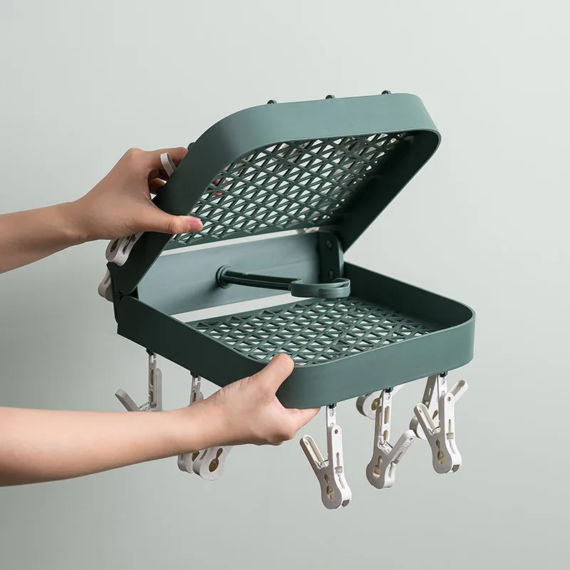 

Family Dormitory Folding Clothes Rack Multi Clip Drying Socks Underwear Rack Clothes Rack Storage Clothes Drying Rack