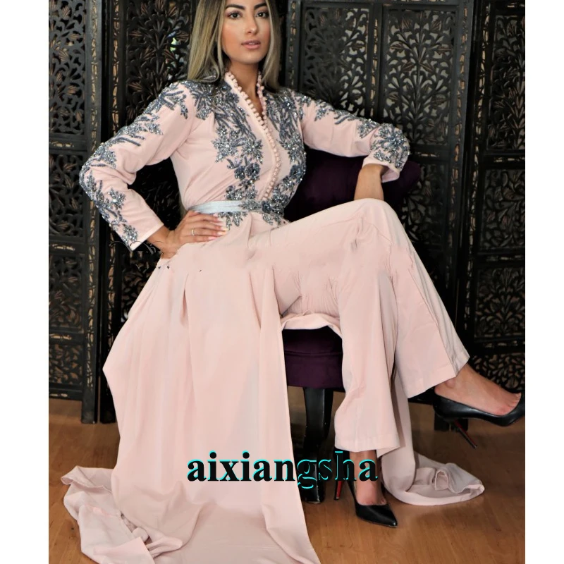 Румяна Aixiangsha Марокканское платье-кафтан костюм с аппликацией для выпускного
