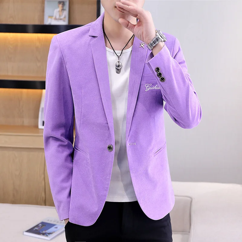 

HOO 2022 мужской Весенний Новый Модный блейзер с надписью костюм с вышивкой Youth Slim Fit