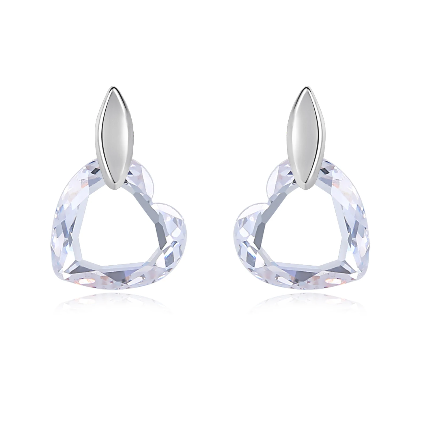 Серьги гвоздики с кристаллами в форме сердца цвета розового золота|stud earrings rose