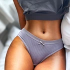 Сексуальные женские трусики с низкой талией, удобные бесшовные стринги с бантиком из хлопка, дышащее нижнее белье с милым бантом, lenceria