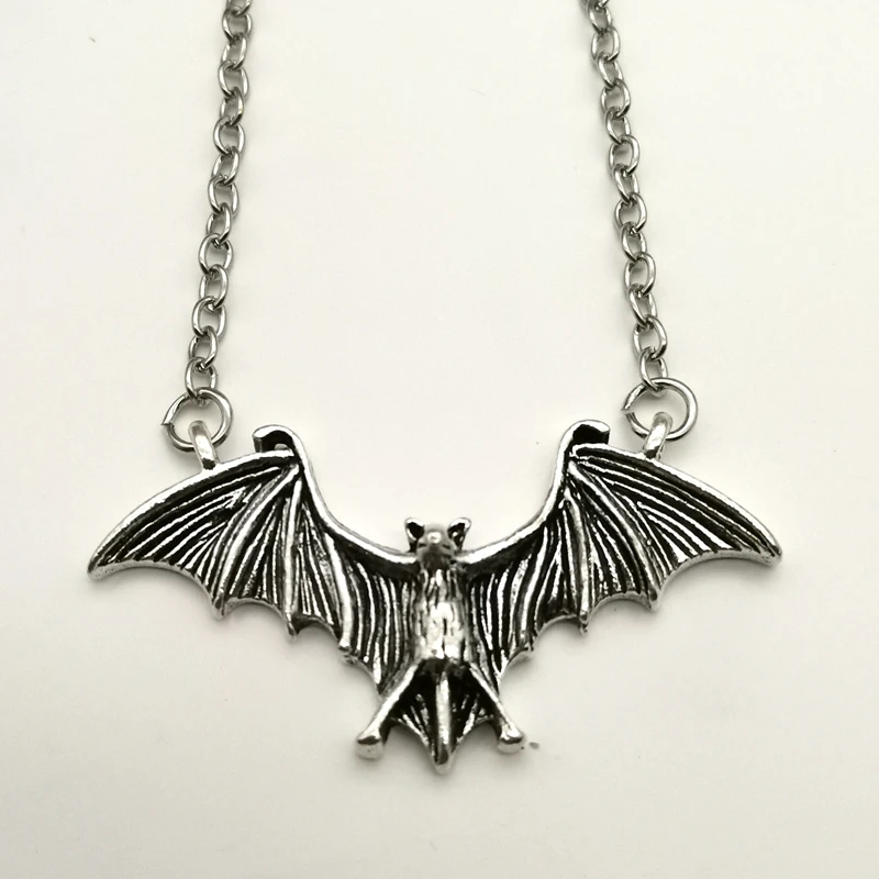 Ожерелье с подвеской летучая мышь из нержавеющей стали черной эмалью для мужчин