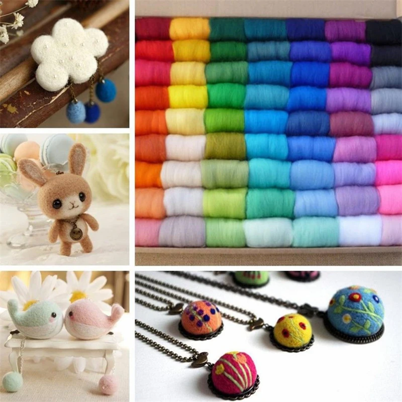 Dailylike 9g/set Multicolor Materials Soft Mix Colors Dyed Felting Wool Tops Roving Wool Fibre Hand Spinning For Needle DIY Doll images - 6