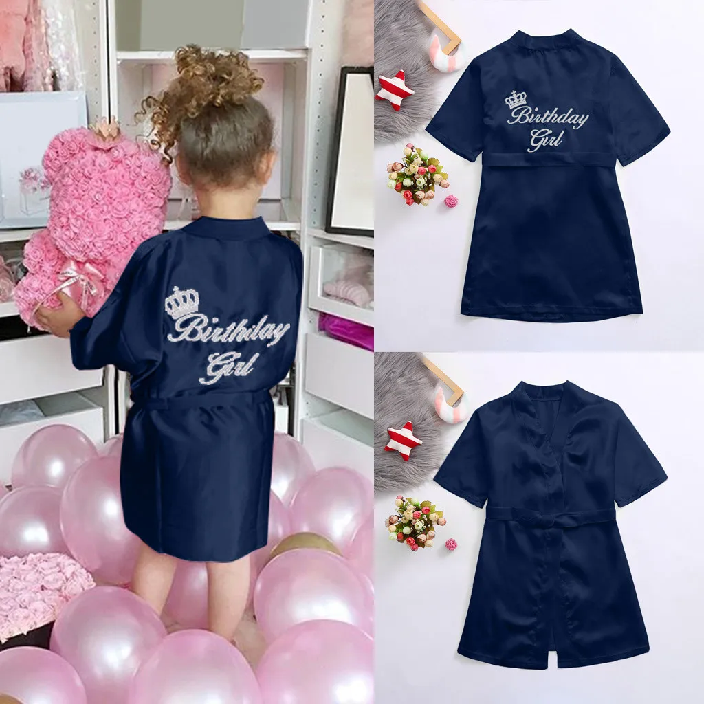 Одежда для маленьких девочек детский однотонный Шелковый банный халат одежда