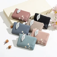 new women nubuck leather leaf medium design wallet female coin purse fashion purse high capacity card holders wallets