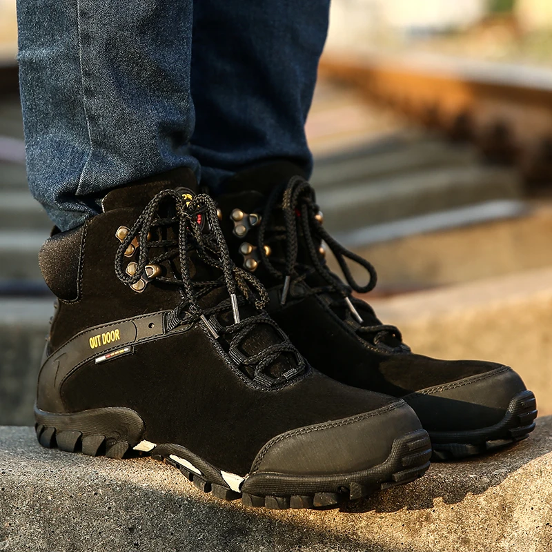 

Winter Men Boots Plush Warm Men's Snow Boots Outdoor Lace-Up Men's Ankle Boots Winter Men Shoes Quality Suede Hombres Botas