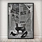 Модный Туалет сексуальная женщина Газета чтения винтажная картина плакаты современный бар черный белый девушка в комнате Настенный декор