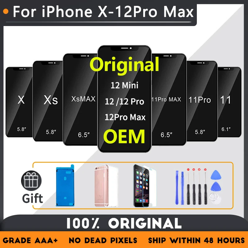 Оригинальный ЖК-экран для iPhone X Xr Xs Max, сменный экран для iphone 11 12 mini 12 Pro Max, экран для iphone LCD