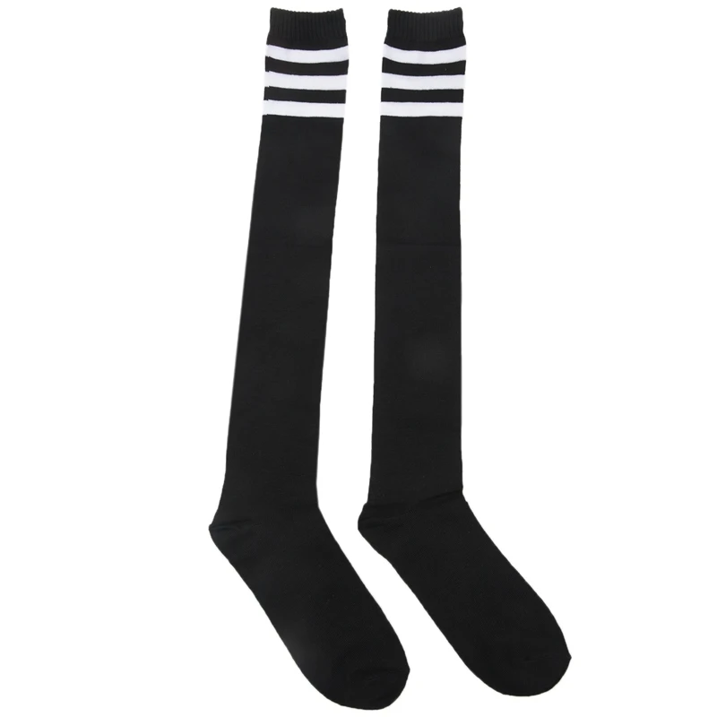Мужские черные белые Акриловые эластичные манжеты в полоску регби футбол носки