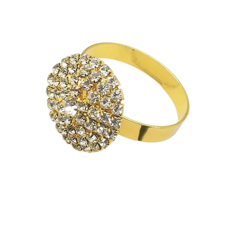 

Napkin Ring, 4Pcs/Lot, Birthday Party, Table Decoration, Rhinestone-Embellished Buttons Napkin Ring, Gold and Silver