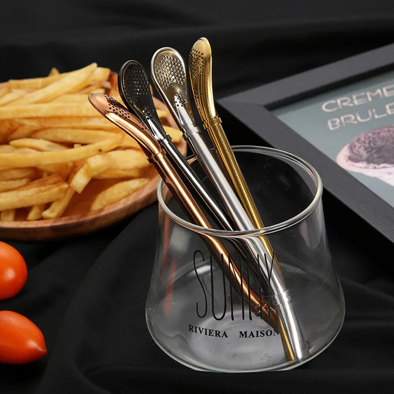 Моющаяся ложка из нержавеющей стали для питьевой соломинки Чайный фильтр Yerba Mate