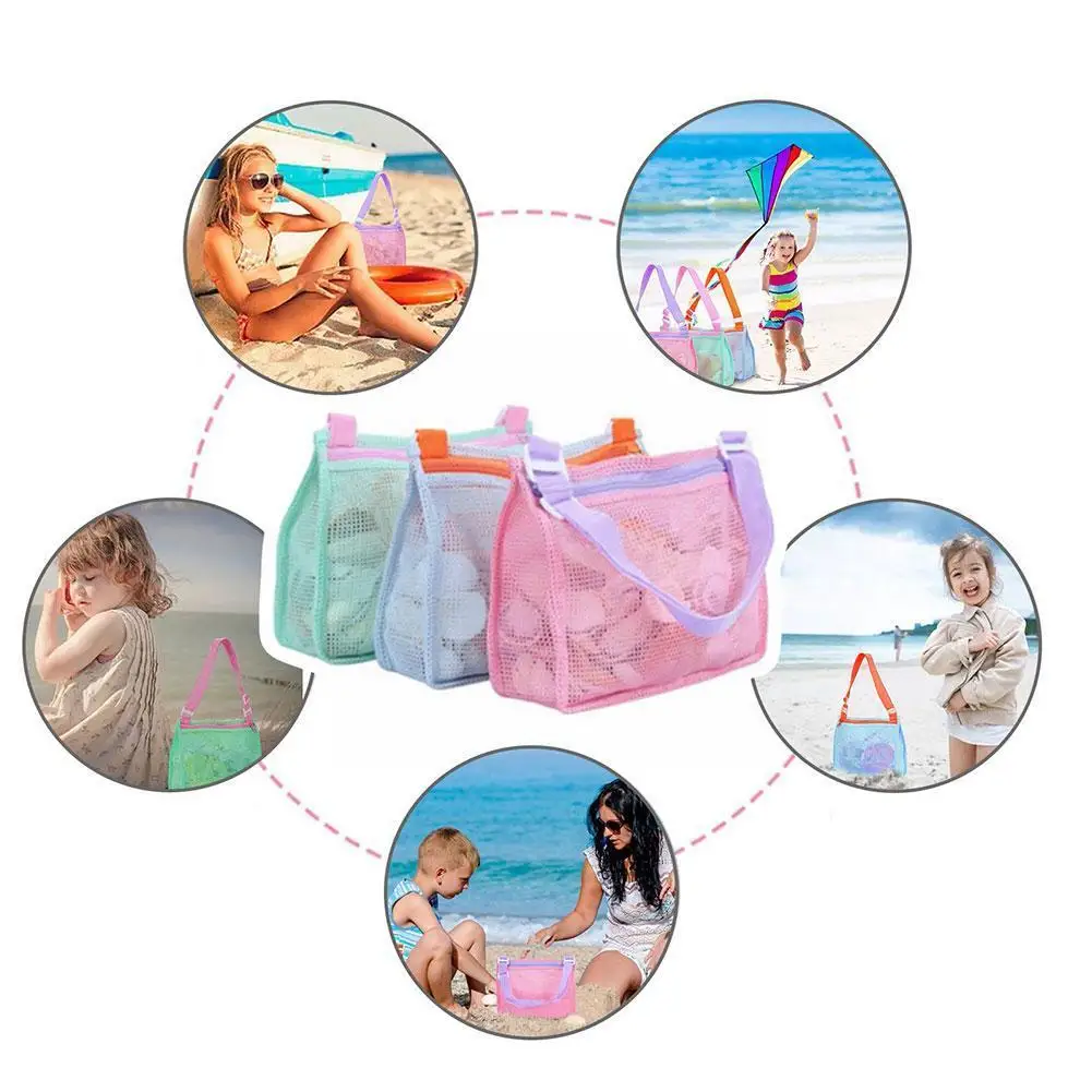 

Fashion Portable Beach Storage Bag Children's Seashell Bag Boutique Storage Collection Beach Outdoor Travel Mesh Summer J1R1