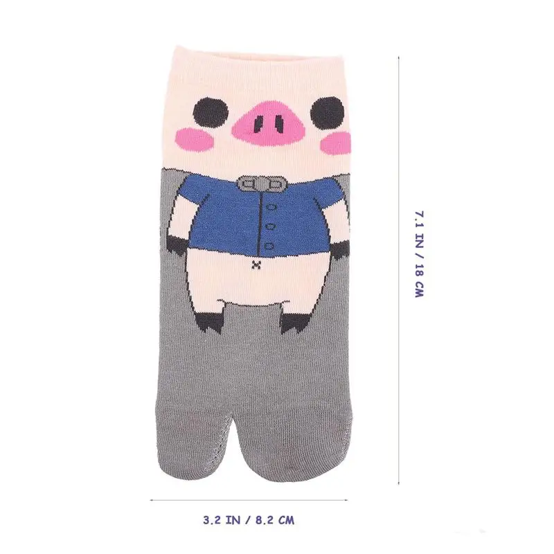 

2 Pairs Cotton Two-toe Socks Chick Socks Lovely Piggy Pattern Socks for Ladies