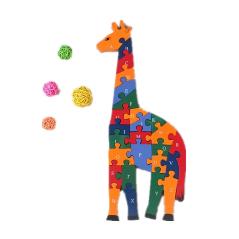 

3D Jigsaw Puzzle Wooden Toy Baby Toddler Wooden Early Lessons Learning Intellectual Cartoon Animal Jigsaw Toy