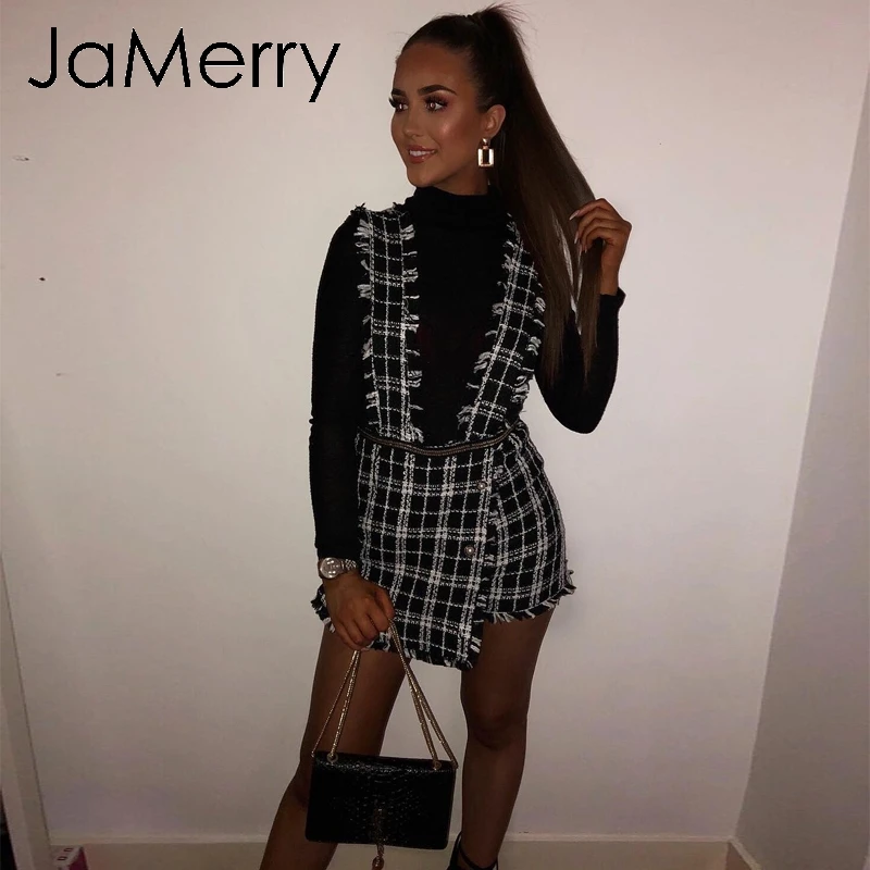 Женская твидовая клетчатая короткая юбка JaMerry винтажная Повседневная вечерняя