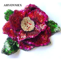 1 piece shining diamond sequins red rose flower patch diy clothes accessories size 12cm x 10 5cm