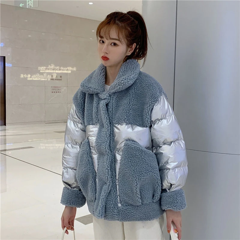 Новинка 2021 модное зимнее пальто женское теплое шерстяное комбинированное