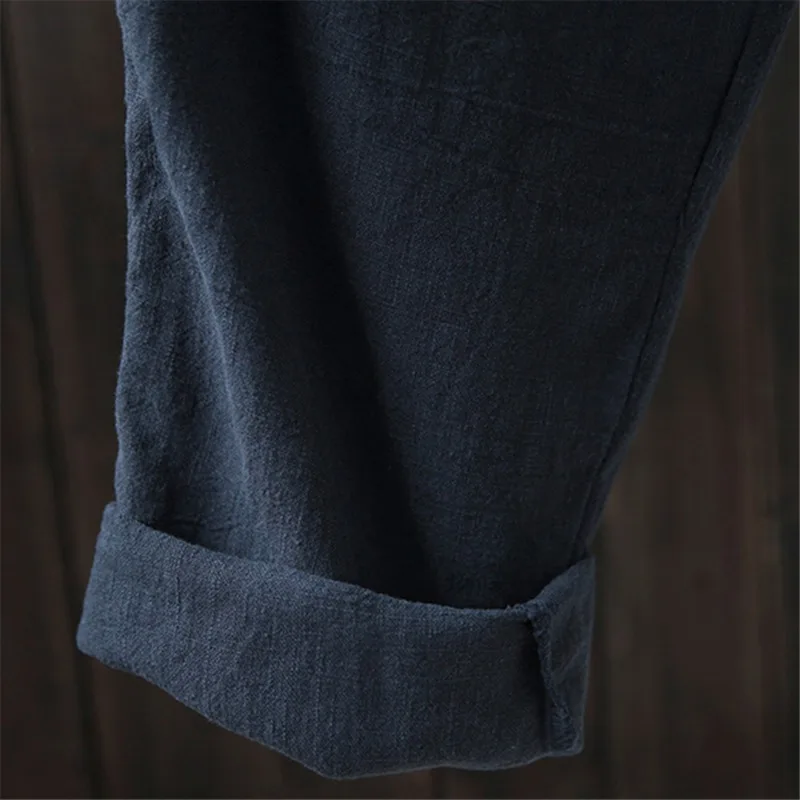 

Oversize Women Elastic Waist Ankle Pants Casual Cotton Linen Pants Loose Capri Trousers Female Summer Solid Color Pant