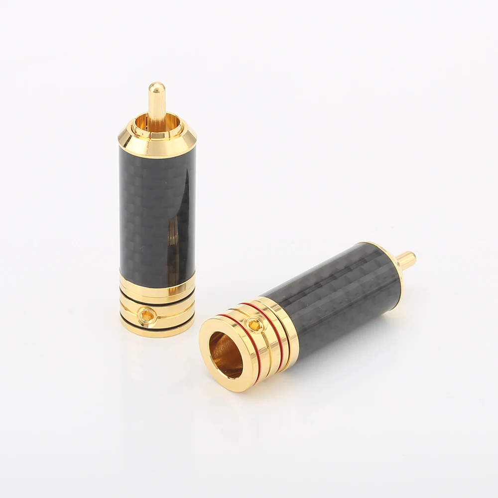 4 шт. Hifi США Медный позолоченный разъем RCA из углеродного волокна