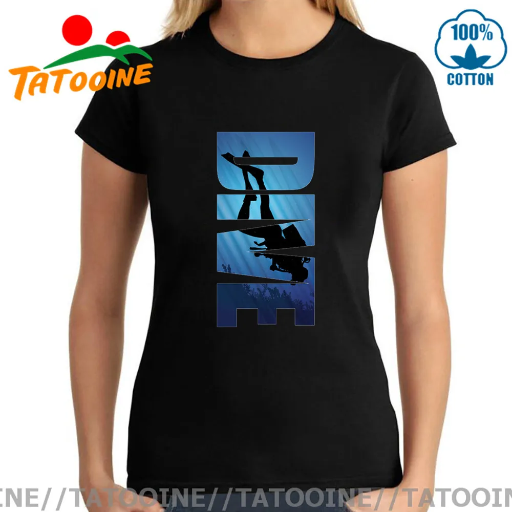

Scuba Dive Brand Women Tshirt New Fashion Diver Short Sleeve Female T Shirt Girls 100% Cotton O-Neck Diving Surfing Cool T-Shirt